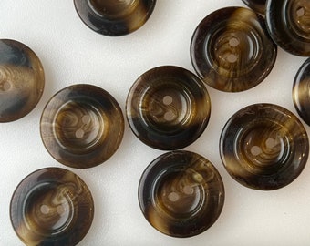 ITALIAN BUTTONS 2 Hole Fudge Brown Buttons 7/8" (23mm) Designer Buttons / Clothing Vintage Buttons #1073