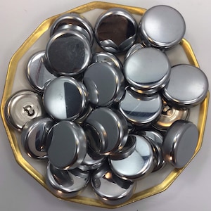 Vintage Thick Silver Shank Buttons: 1-1/8&quot; Metal Blazer/Coat Buttons