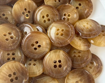 ITALIAN BUTTONS 4 Hole Multi Light Brown Buttons 3/4" (20mm) Designer Buttons / Clothing Vintage Buttons #1072