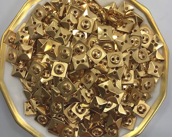 SQUARE GOLD BUTTONS 7/16 "Vintage 2 Hole Gold Metal Buttons for Clothing / Shirt Buttons / Dress Buttons 50