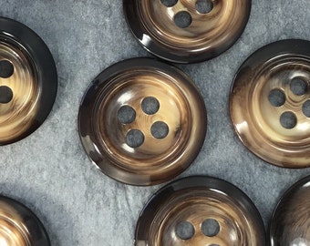 QUALITY 1" Coffee Brown 4 Hole Buttons ITALIAN Vintage Sewing Button for Clothing / Coat, Jacket & Dress Buttons / Designer Buttons 653