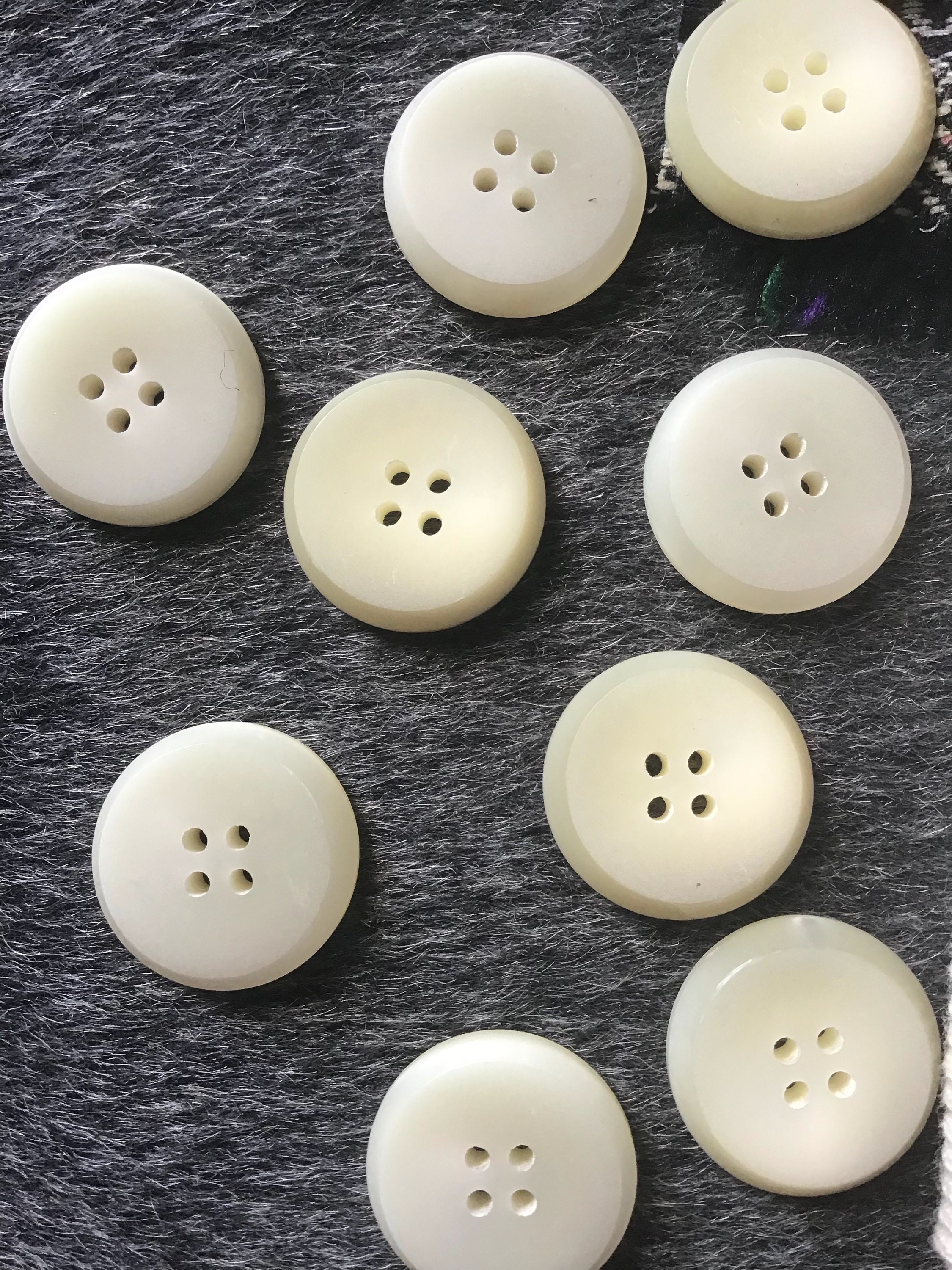 Inner Buttons THICK IVORY ITALIAN Vintage Buttons 4 Hole 1