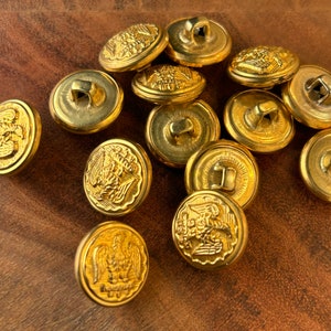 GOLD Eagle EMBOSSED METAL Buttons 14mm Vintage Gold Metal Shank Buttons for Clothing 9/16&quot; Blazer Buttons & Jacket Buttons #1189