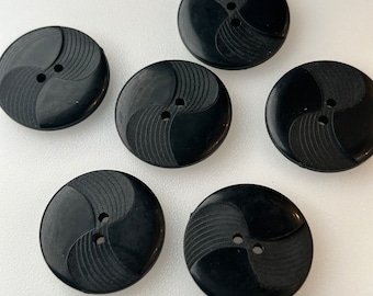 Vintage Textured Black Buttons 1" (25mm) - Designer Sewing Buttons