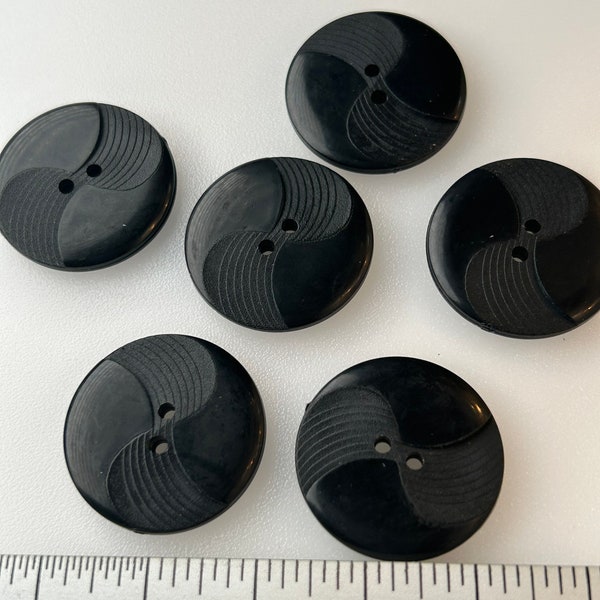 Designer Black 2 Hole Buttons 1" (25mm) Textured Black Buttons/ Clothing Vintage Buttons/ Wholesale Sewing Buttons #1128
