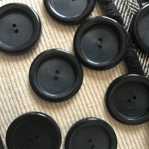 LARGE BLACK Buttons VINTAGE Italian Buttons for Coat / Jacket Buttons ...