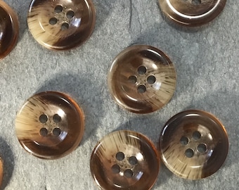 QUALITY 3/4" Clear Brown Buttons ITALIAN Vintage Sewing Button for Clothing / 4 Hole Buttons / Designer Decorative Buttons 644