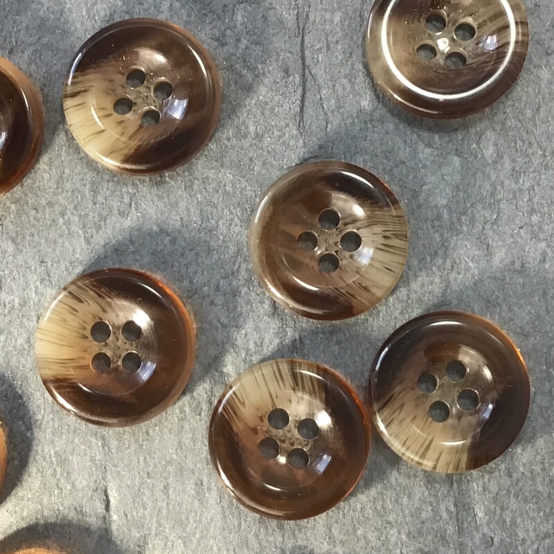 11pc Genuine Leather Button Set | Antiqued Natural Tan | Shank Buttons | ATbutton