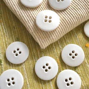 Vintage White 4-Hole Buttons: 1-1/4&quot; Made in USA
