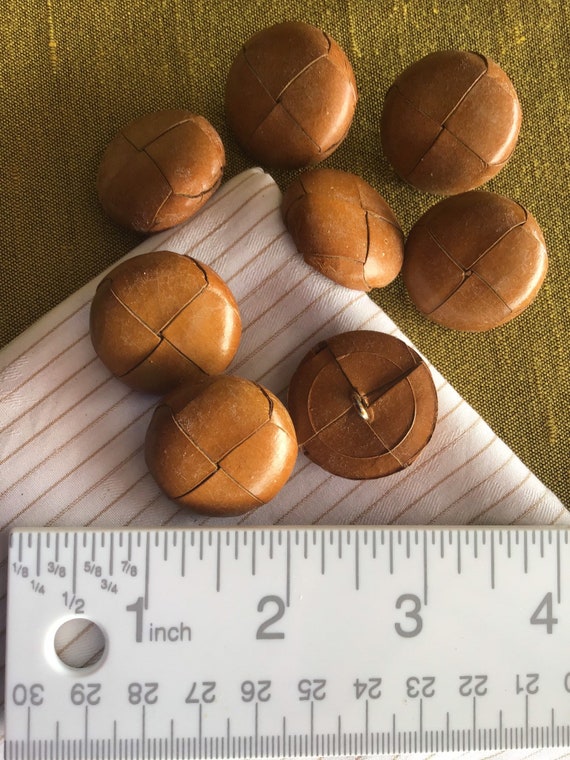 Set of 6 x 20mm Brown Leather Look Football Shank Buttons Knitting Sewing Coat