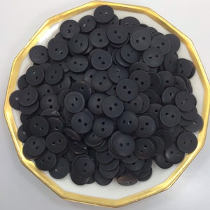 Small Black 2-Hole Buttons: 1/2&quot; Vintage Clothing Buttons