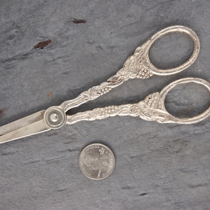 Antique SILVER PLATE Grape Scissors Great Condition SWEDEN Grape Shears Floral Pattern