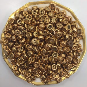 Vintage Small Gold Buttons: 3/8&quot; Metal 2-Hole Buttons