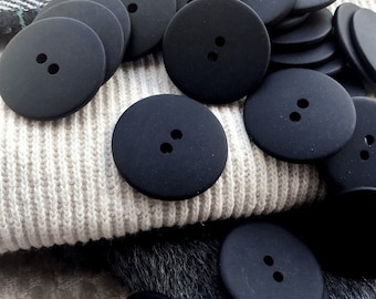 1” BLACK 2 HOLE Buttons (25mm) 40L Vintage Black Buttons / Jacket Buttons/ Wholesale  Decorative Buttons 1094