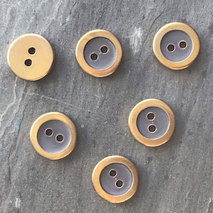 Vintage Gold Rim Metal Buttons: 1/2&quot; Two-Hole Shirt Buttons