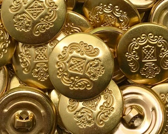 Gold Metal Buttons 20mm (13/16”) Blazer Buttons, Coat / Jacket Buttons, Clothing Button for Suits & Pants, Jeans, Wholesale button lots 1190