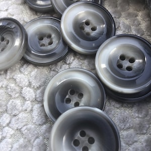 Italian Two Toned Gray 4 Hole Buttons 15/16” (23mm) 36L Vintage Sewing Button