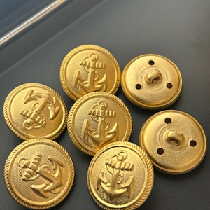 Gold Anchor Embossed Metal Buttons: 25mm Blazer & Coat Uniform Buttons