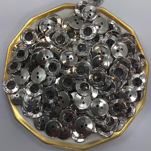 Vintage Silver Buttons: 5/8&quot; Decorative 2 hole Shirt Buttons
