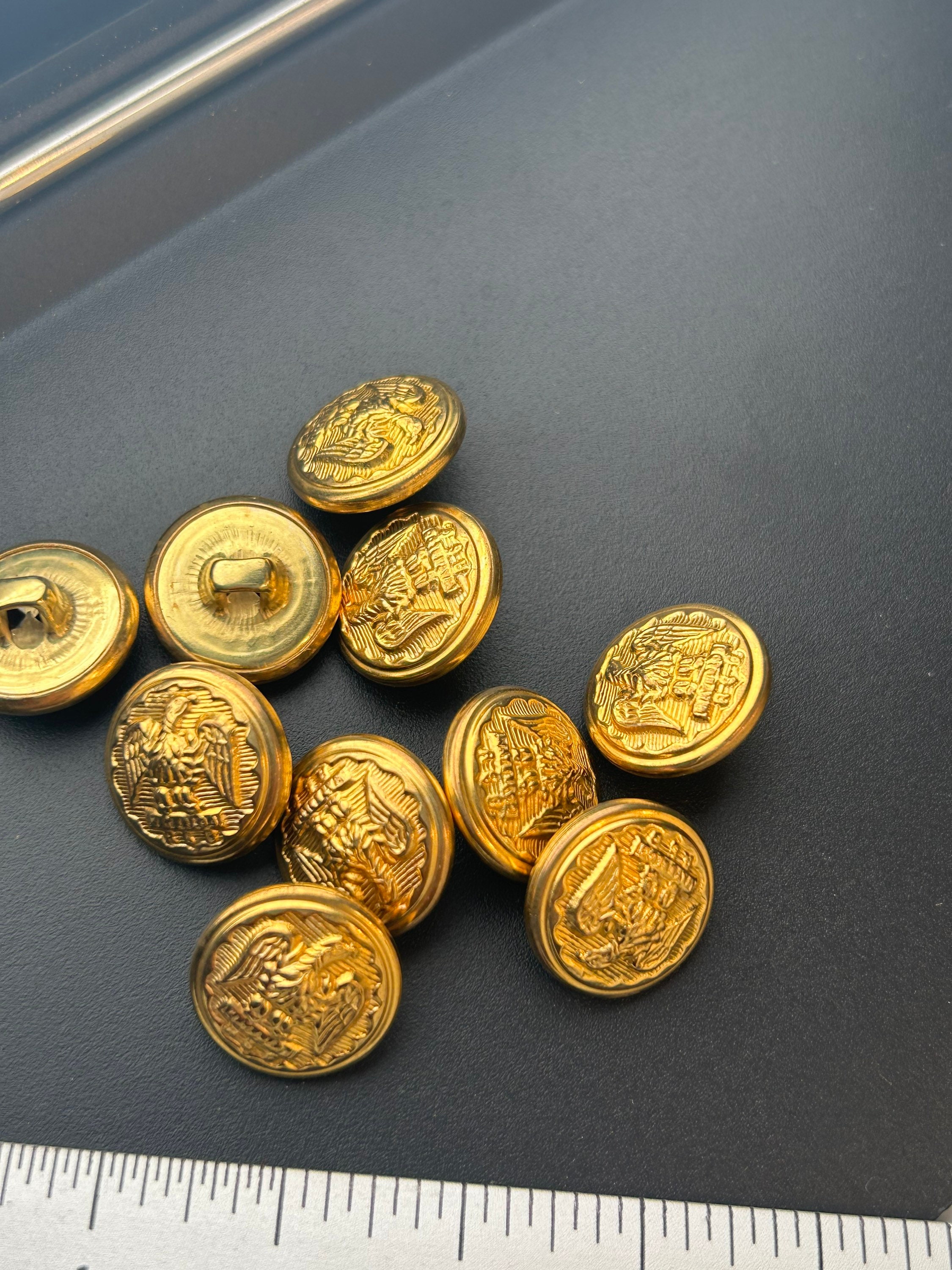 Gold Eagle Embossed Metal Buttons: Vintage Blazer Coat Uniform Buttons ...