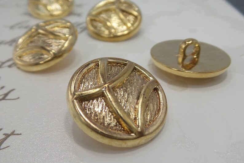 GOLD EMBOSSED BUTTONS 1 Vintage Metallic Shank Buttons Etsy