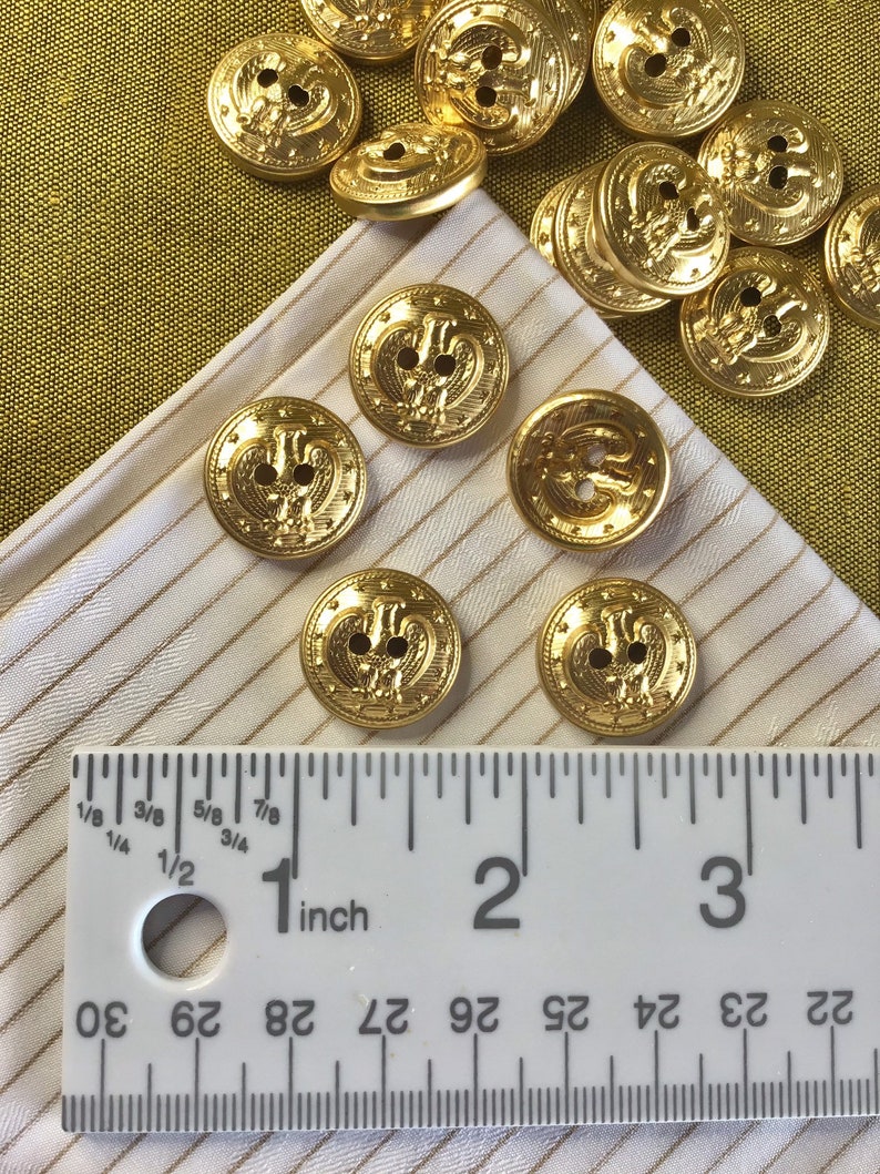 Embossed Eagle Gold Metal Buttons: 3/4