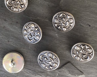 SILVER BUTTONS 7/8" Vintage Metallic Shank Buttons for Clothing / Blazer Buttons & Jacket Buttons / Decorative Buttons 206