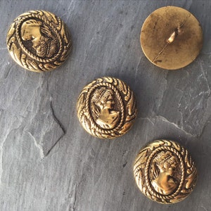 GOLD BUTTONS 1-5/8&quot; Vintage Plastic Shank Buttons for Clothing / Blazer Buttons & Jacket Buttons / Decorative Buttons 215