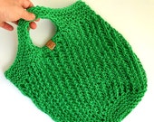 Reusable cotton grocery bag, zero waste shopping tote, hand knit net produce bag, eco-friendly farmer 39 s market bag, plastic free mesh bag