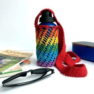 Rainbow bottle sling reusable bottle holder with crossbody image 2