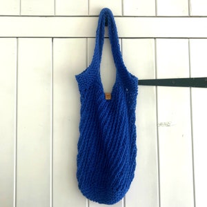 Large beach bag, cotton crochet shoulder bag, handmade net grocery bag, eco French market tote, rustic mesh shopping bag, summer tote image 5