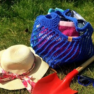 Large beach bag, cotton crochet shoulder bag, handmade net grocery bag, eco French market tote, rustic mesh shopping bag, summer tote image 7