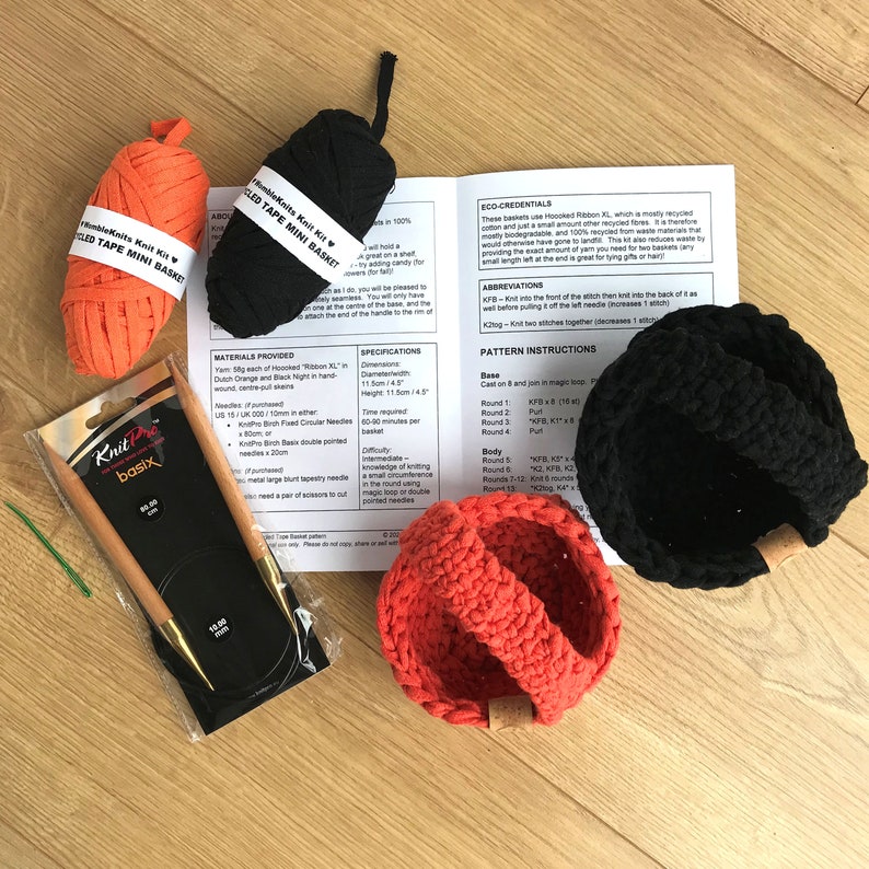 Mini Basket Knit Kit knit your own eco flower girl basket in Black