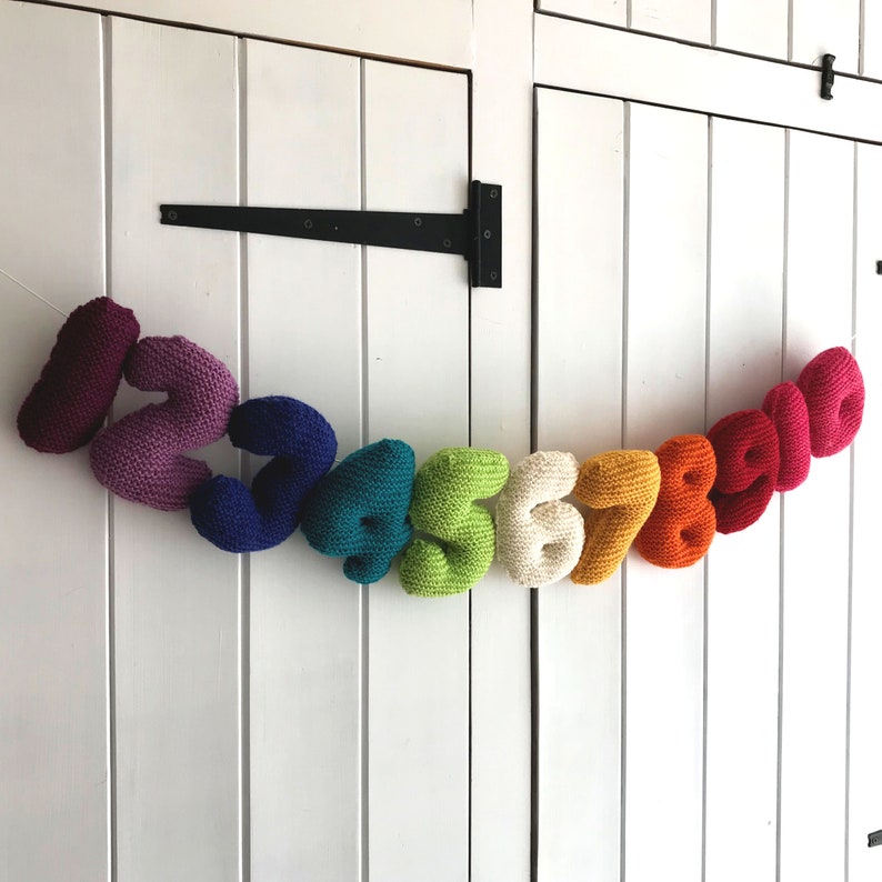 Bubble Writing Numbers Knitting Pattern: Stuffed Knit Decor, Appliques ...