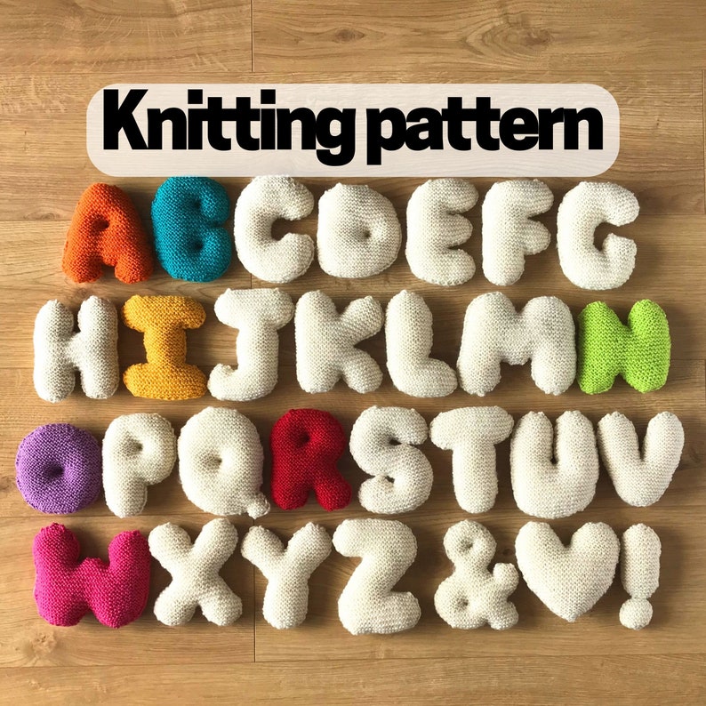 Bubble Writing Knit Alphabet KNITTING PATTERN instant digital image 1