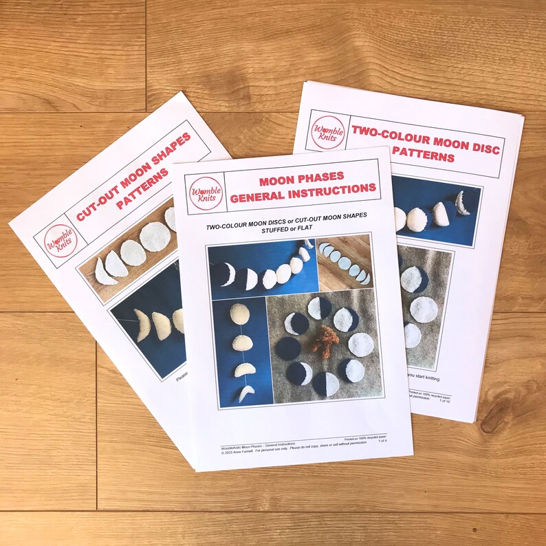 Moon Phases Knitting Pattern: Stuffed Moons or Appliques (digital ...