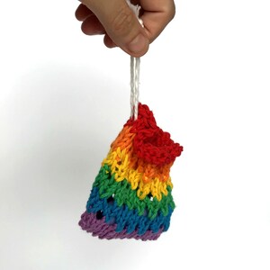 Rainbow soap saver sack hand knit cotton bag for plastic-free image 5
