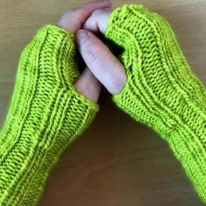 Wrist warmers knit kit Wear 3 Ways DIY convertible Apple green
