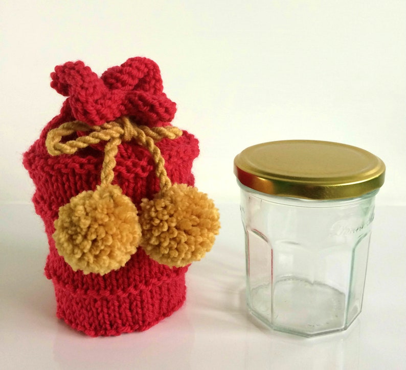 Smoothie jar cozy or Mason jar gift bag new home jar gift Red with ridges