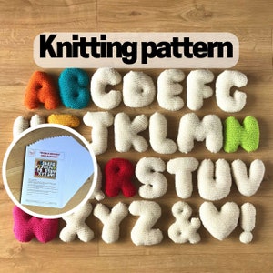 Modèle de tricot alphabet en tricot à bulles, téléchargement numérique instantané, modèle de tricot facile, cadeau de tricot, lettres ou chiffons en peluche