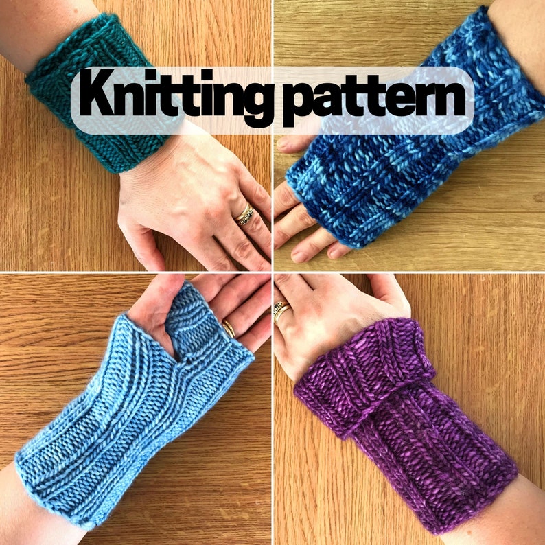 Wristwarmers KNITTING PATTERN Wear 3 Ways knit a pair of image 1