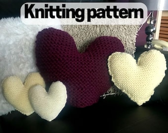 Heart KNITTING PATTERN - instant download - easy beginner pattern for stuffed heart, Valentine heart washcloth or banner, gift for knitter