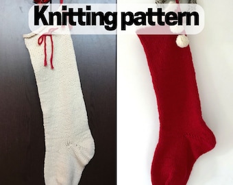 Christmas stocking KNITTING PATTERN, hand-knit your own extra-large traditional stocking, easy to follow pattern & short row heel tutorial