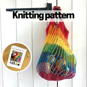 Stickmönster för Rainbow Market Bag: Easy Knit Eco Grocery Tote (PDF-mönster att ladda ner)