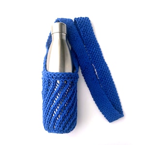 Bottle sling with long or short strap eco-friendly hand-knit image 3