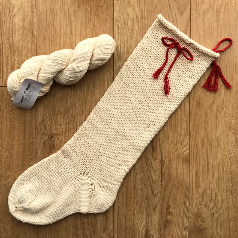 Organic Christmas stocking hand-knit in eco vegan cotton with image 6