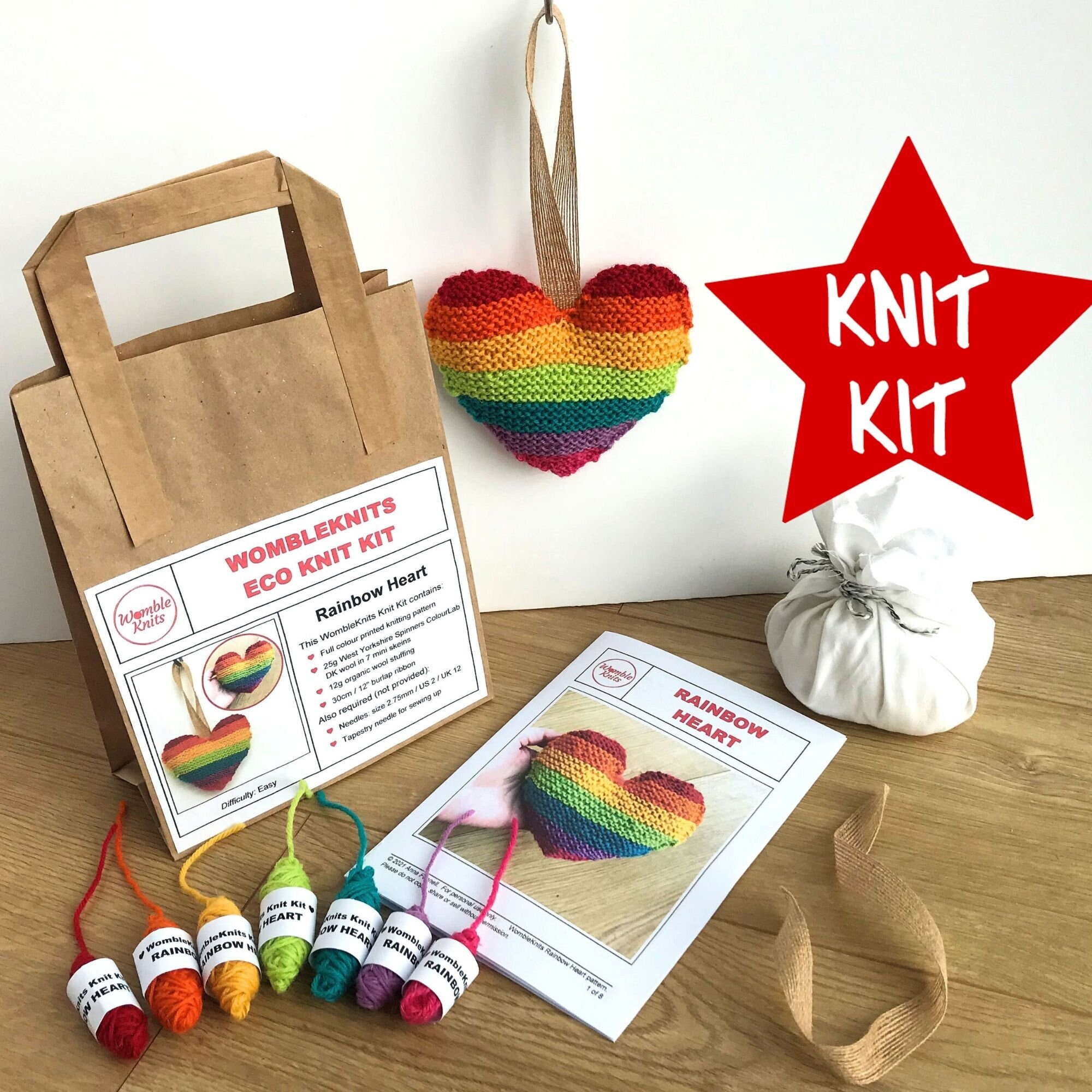 Knitting Kit Rainbow Wool Bamboo Knitting Needles Kids Knitting