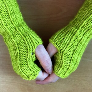 Natural merino wool Wear 3 Ways Wrist Warmers fold down Apple green