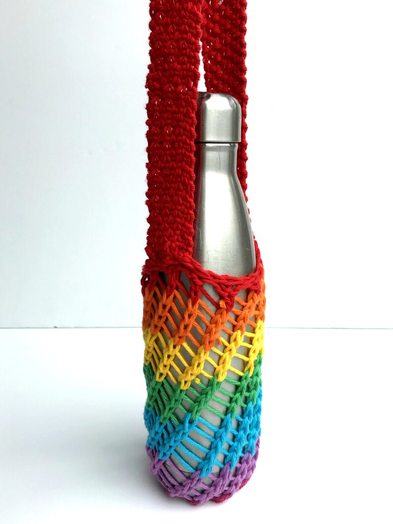 Rainbow bottle sling reusable bottle holder with crossbody image 7