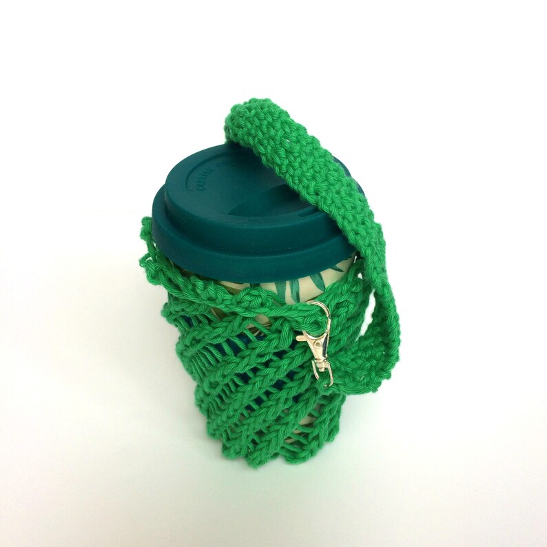 Bottle sling with long or short strap eco-friendly hand-knit image 6